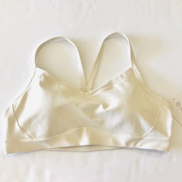 Athleta Vital Bra Racerback Sports Bra Size L Best for A-C cup with Pads White - Picture 1 of 12